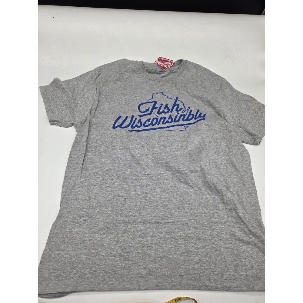 Fish Wisconsibly Humourous Wisconsin Fishing Gray T Shirt Size XL - Picture 1 of 13